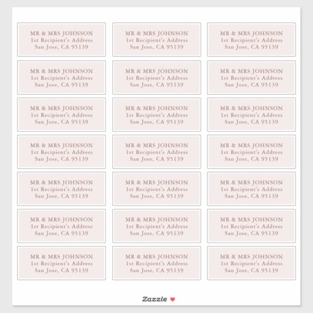 Bröllop-gästadressetikett 21 olika adresser klistermärken (Ark)