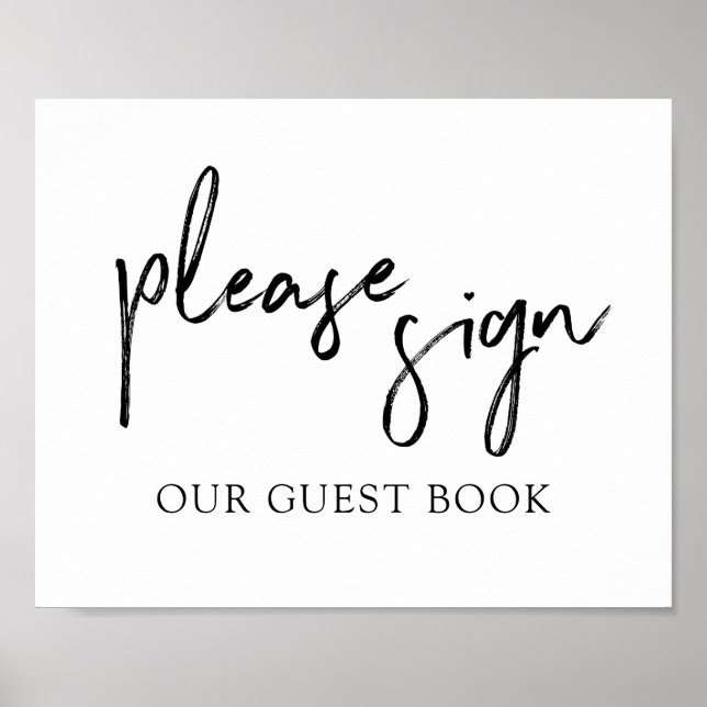 Bröllop Gästbok Sign Typografi | Svart Poster (Framsidan)
