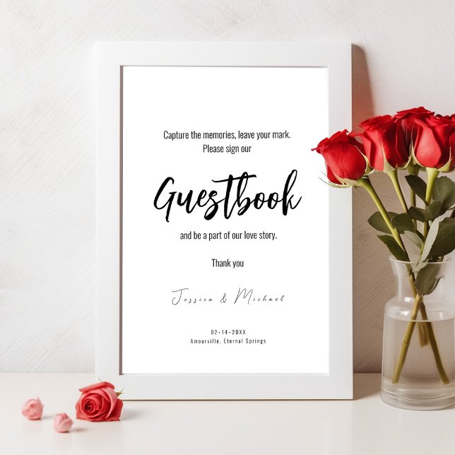 Bröllop gästbok skylt Minimalistisk Elegant (Wedding guestbook poster  fully customizable from The Elegance Collection. )