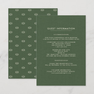 Bröllop-gästinformationskort   GRÖNT MÖNSTER Tilläggskort