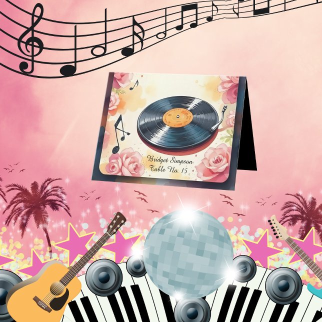 bröllop-gästkort för lekfull musikalisk blommigt tack kort (Skapare uppladdad)