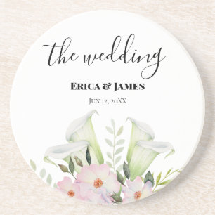 Bröllop Gentle White Calla Lily Ro Watercolor S Underlägg