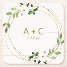 Bröllop Geometrisk Vattenfärg Blommig Rustik Trä