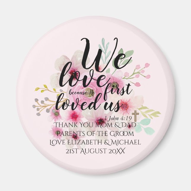 Bröllop Gift 4 Parter Bride Groom Catholique Verse Magnet (Framsidan)
