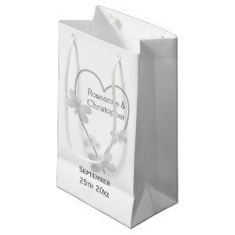Bröllop Gift Bag Silver Heart Butterflies