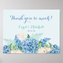 Bröllop Gift Bord - tecken Watercolor Blue Hydrang Poster