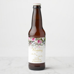 Bröllop Gift - Bride med färgad bröllop bouquet Ölflaska Etikett