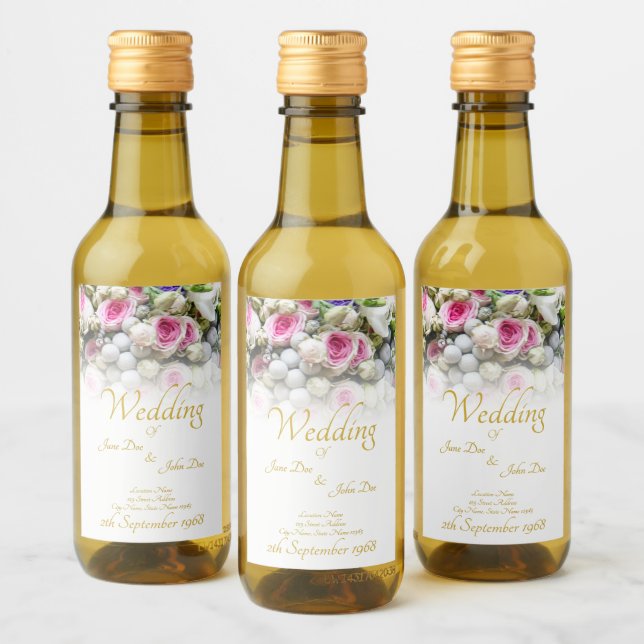 Bröllop Gift - Bride med färgad bröllop bouquet Vinetikett (Flaskor)