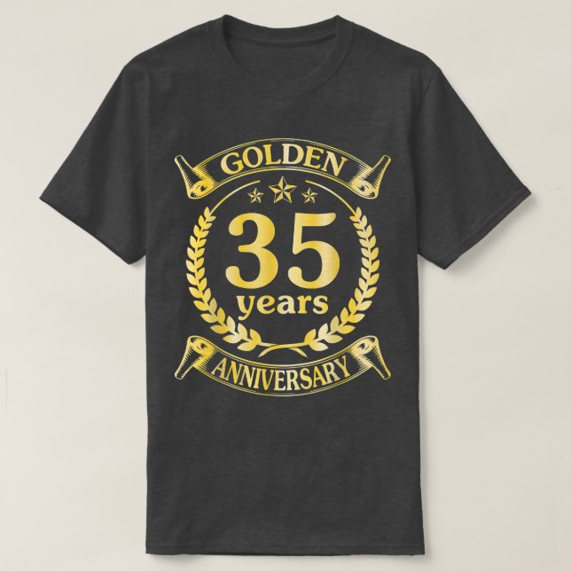 Bröllop gift Golden 35-årsdag för Hu T Shirt (Design framsida)