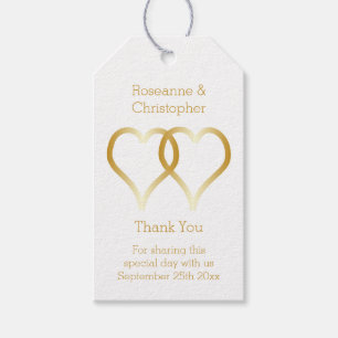 Bröllop Gift Märkre Guld Hearts Presentetikett