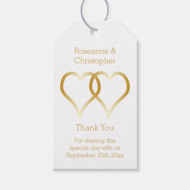 Bröllop Gift Märkre Guld Hearts Presentetikett (Framsidan)
