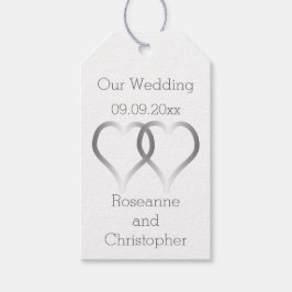 Bröllop Gift Märkre Silver Hearts Presentetikett