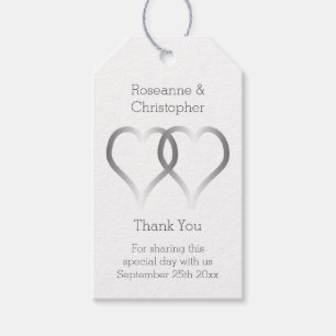 Bröllop Gift Märkre Silver Hearts Presentetikett