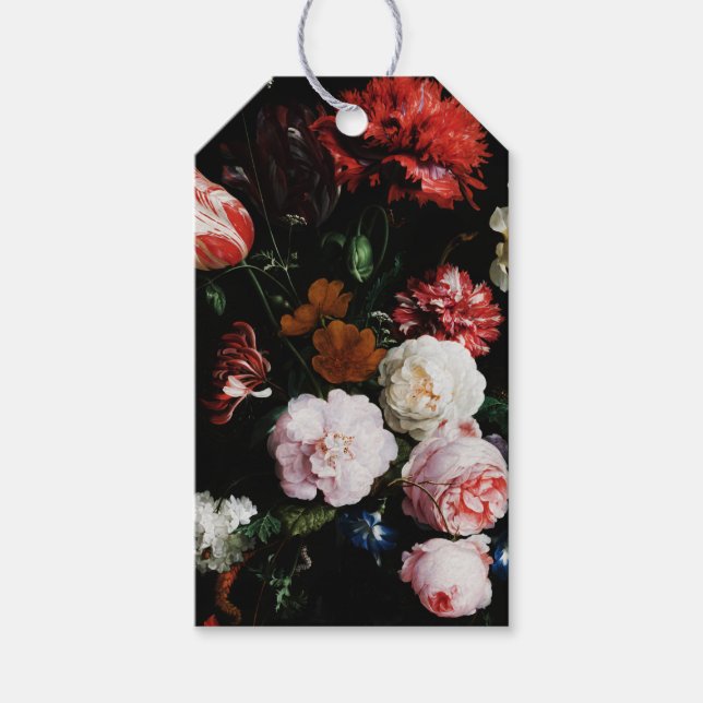 Bröllop Gift Märkres Mörk Red Blommigt Bouquet Bla Presentetikett (Framsidan)