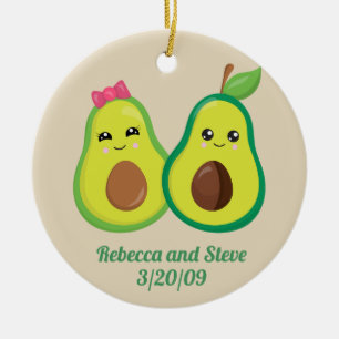 Bröllop, gift par Avocado Cute-årsdag Julgransprydnad Keramik