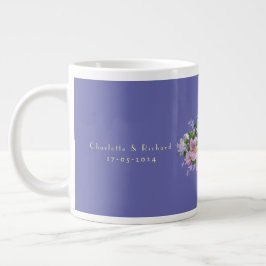 Bröllop Gift par Bouquet Background Jumbo Mugg
