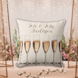 Bröllop Gift-rad av Rosa Champagne-glas Kudde