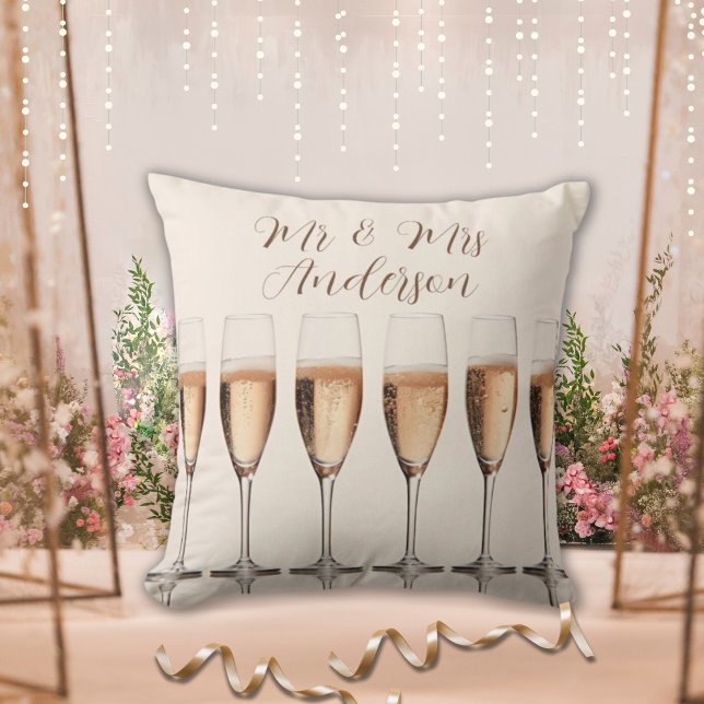 Bröllop Gift-rad av Rosa Champagne-glas Kudde (Skapare uppladdad)