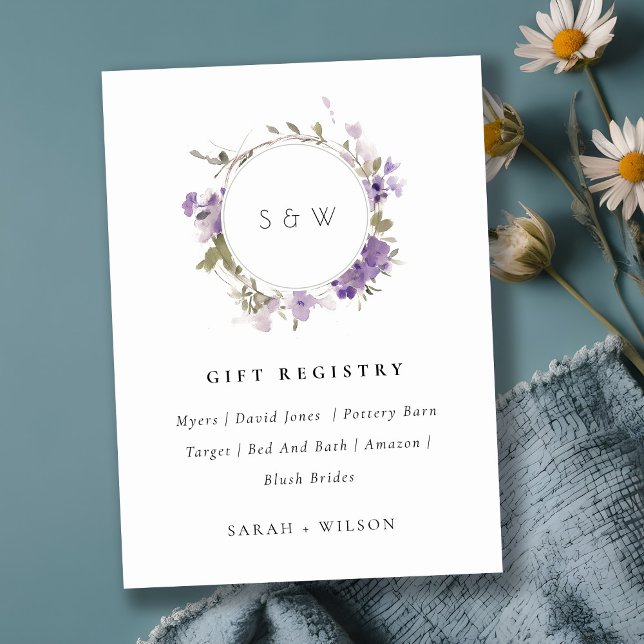 Bröllop Gift-registret för Blommigten Meadow Lilac Tilläggskort (Skapare uppladdad)