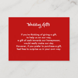 Bröllop Gift Request Honeymoon Money Personlig Tilläggskort