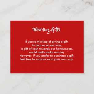 Bröllop Gift Request Honeymoon Money Personlig Tilläggskort