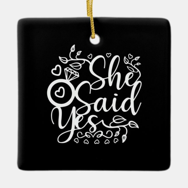 Bröllop Gift säger ja Julgransprydnad Keramik (Framsida)