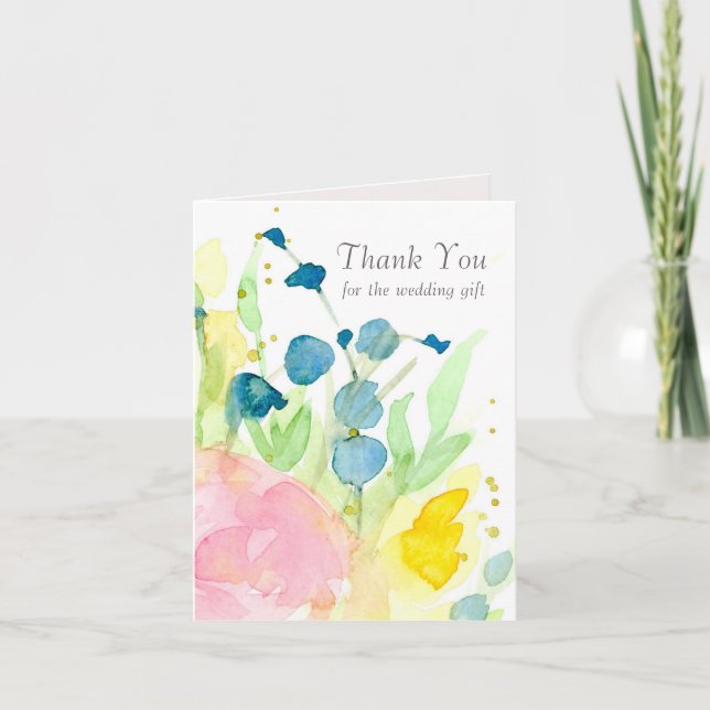 Bröllop Gift Tack Rosa Flowers Kort (Framsida)