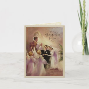 Bröllop Giftermål Bride Groom Priest Änglar Kort