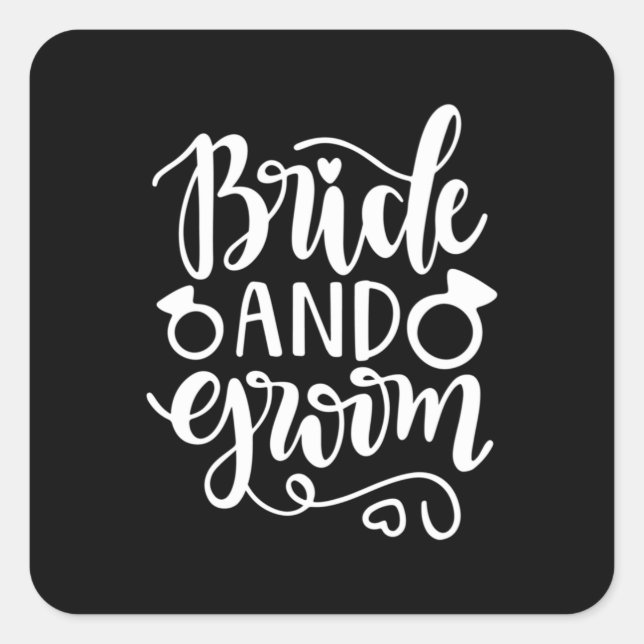Bröllop-giftskam och groom fyrkantigt klistermärke (Framsida)