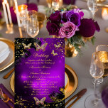 Bröllop Gnistra lila Guld Black Butterfly Inbjudningar<br><div class="desc">Inbjudan till lila Guld & Black i bröllop Elegant. Söt guld gnistra fjärilar och juveler. Observera: All platt bilder! De har inga riktiga juveler.</div>