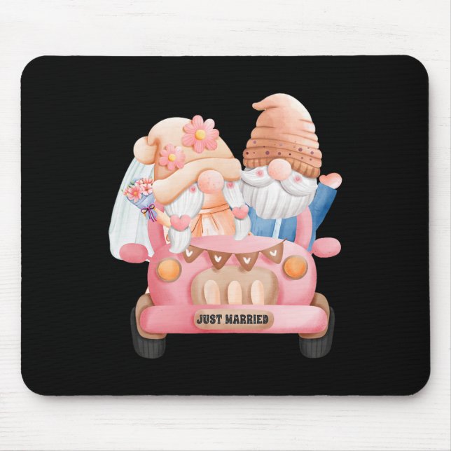 Bröllop Gnome Ny gifta Newlyged Bride Groom Co. Musmatta (Framsidan)