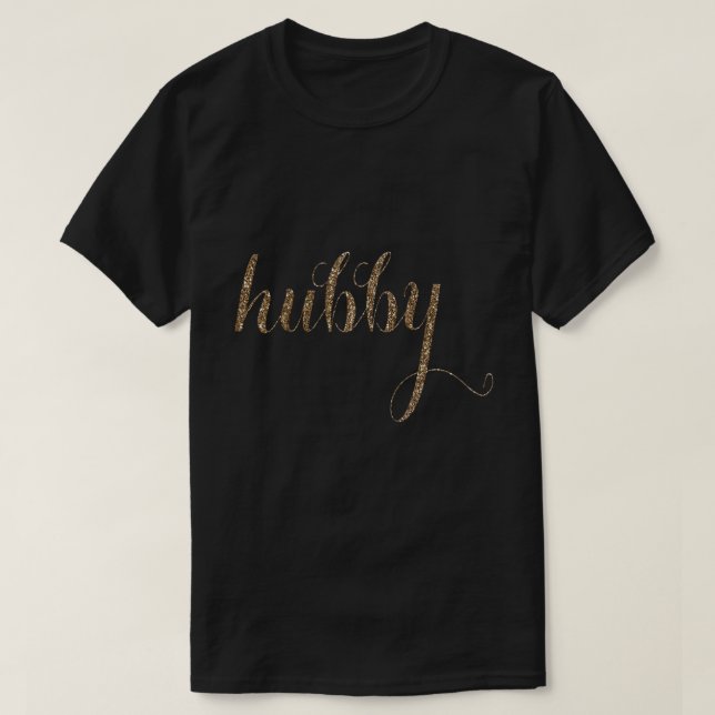 Bröllop Gold Foil Typography HUBBY Tee Shirt (Design framsida)
