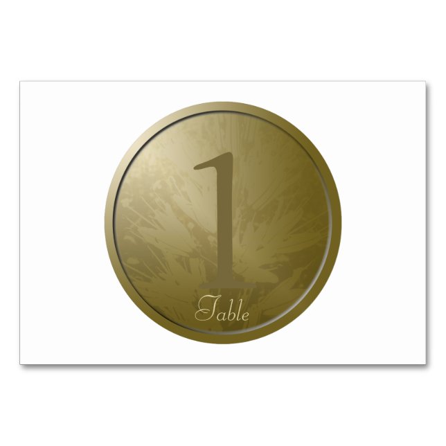 Bröllop Golden Flowers Personlig Bord Card 1 Bordsnummer (Framsidan)