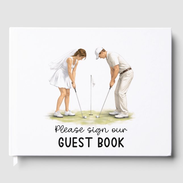 Bröllop Golf Brud & Brudgom golfar Gästböcker (Framsida)