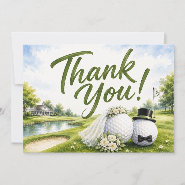 Bröllop Golf Brud & Brudgum Tack  Kort (Framsida)