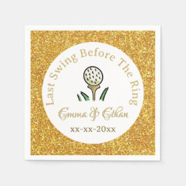 Bröllop Golf Party Helg White Guld Glitter Pappersservett