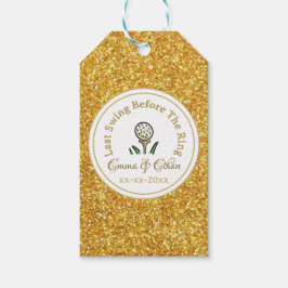 Bröllop Golf Party Helg White Guld Glitter Presentetikett