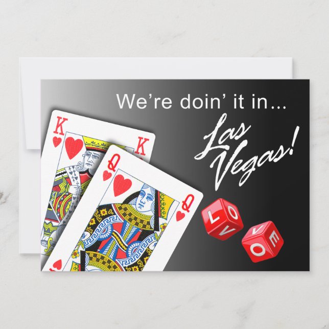 Bröllop - Gör det i Las Vegas svart Inbjudningar (Framsida)