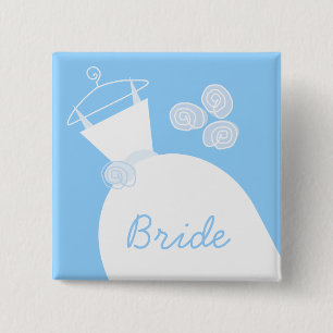 Bröllop Gown Blue "Bride Black" Knapp