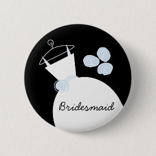 Bröllop Gown Blue 'Bridesmaid'-knapp svart Knapp