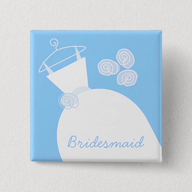Bröllop Gown Blue 'Bridesmaid' Square Knapp (Framsida)
