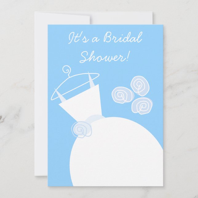 Bröllop Gown Blue inbjudningskort för möhippan vit (Framsida)