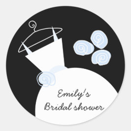 Bröllop Gown Blue 'Möhippa' runda svart Runt Klistermärke