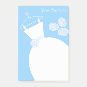 Bröllop Gown Blue text post-it note Block