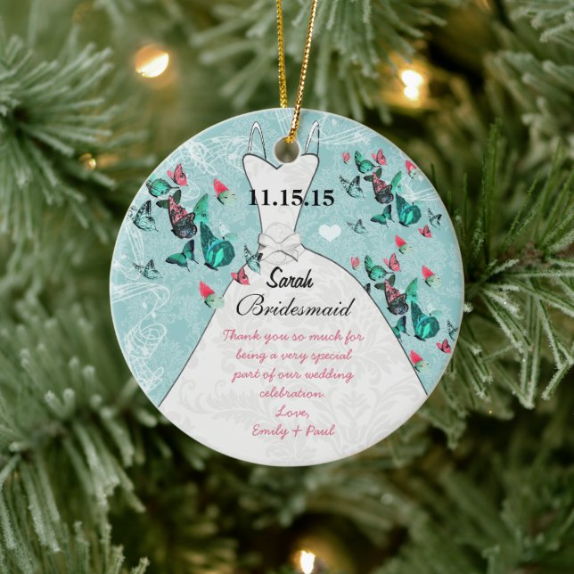 Bröllop Gown Bridesmaid Butterfly Välj Färg Julgransprydnad Keramik (Träd)