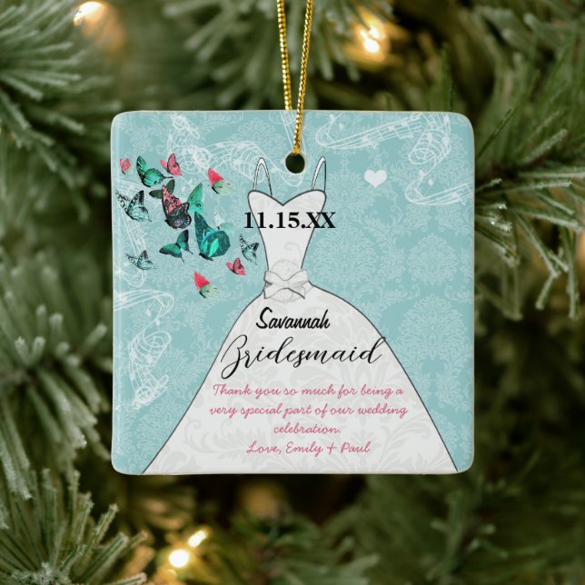 Bröllop Gown Bridesmaid Butterfly Välj Färg Julgransprydnad Keramik (Träd)