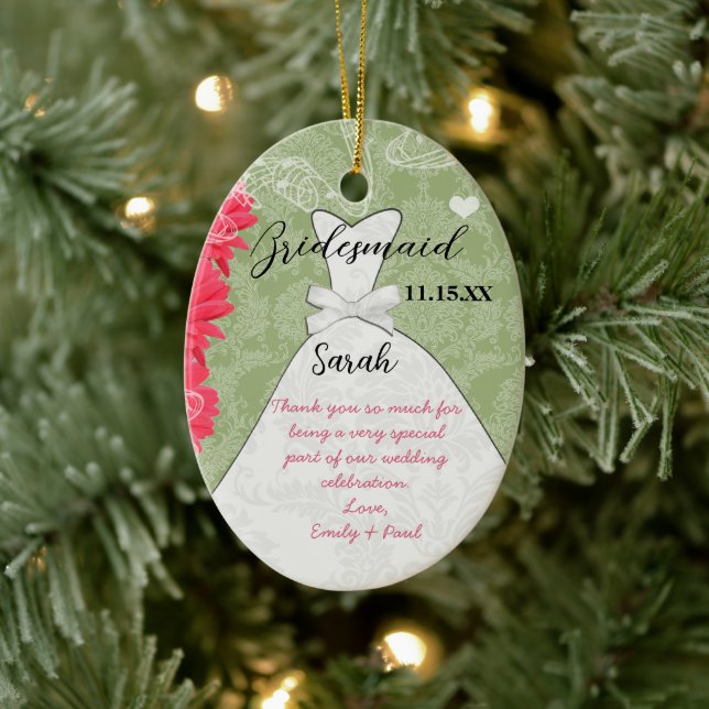 Bröllop Gown Bridesmaid Gerber Daisy Välj Färg Julgransprydnad Keramik (Träd)