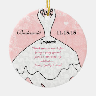 Bröllop Gown Bridesmaid Välj bakgrund Färg Julgransprydnad Keramik