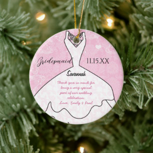 Bröllop Gown Bridesmaid Välj bakgrund Färg Julgransprydnad Keramik