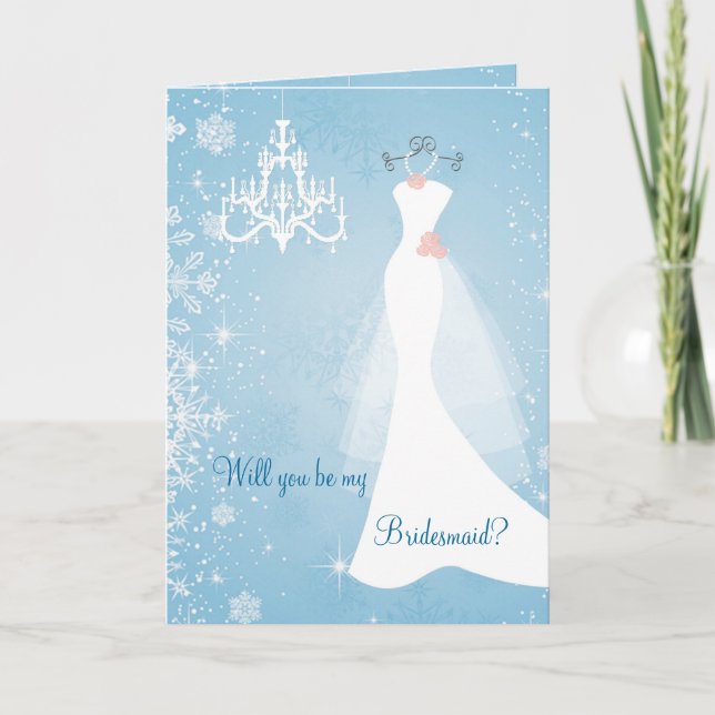 Bröllop gown chandelier snöflingor Bridesmaid Inbjudan (Framsida)